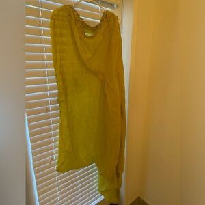 MISHA LAKHANI Dark Yellow with Silver and Pearl Detail  One Size Indian Kaftan